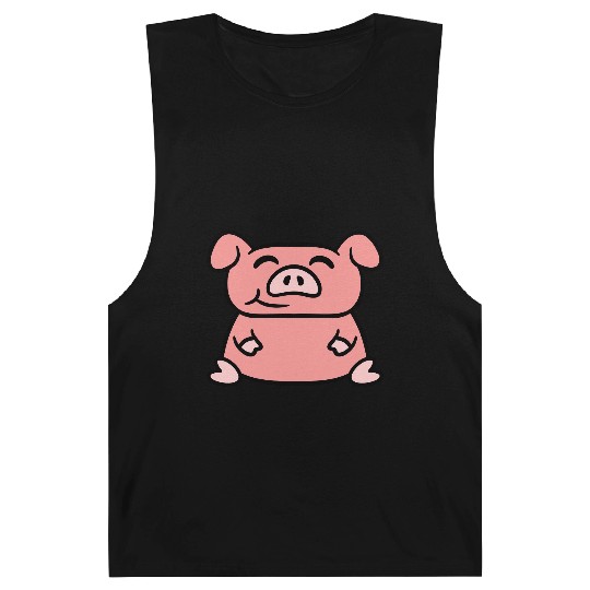 Little cute piggy sit pig piglet fat chubby animal Barnard Tanks