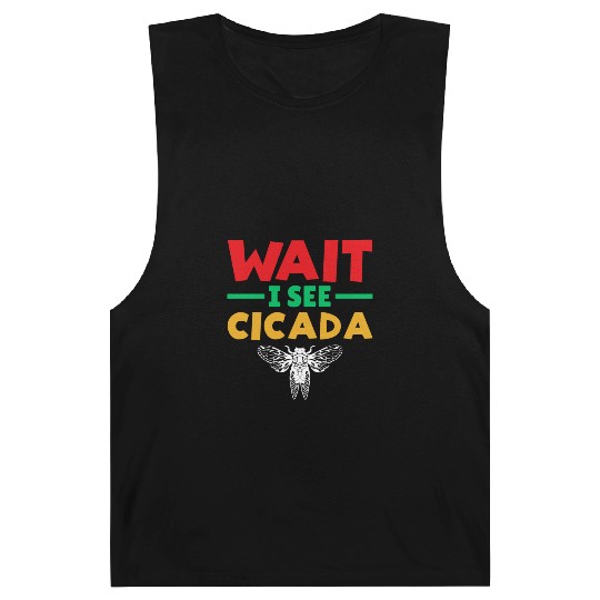 Wait I See Cicada, Funny Colorful Cicada Spring Barnard Tanks