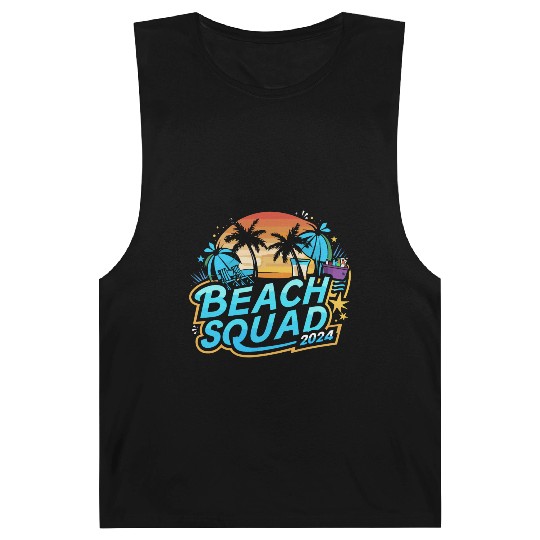 Beach Squad 2024 Tropical Sunset and Palm Trees Barnard Tanks
