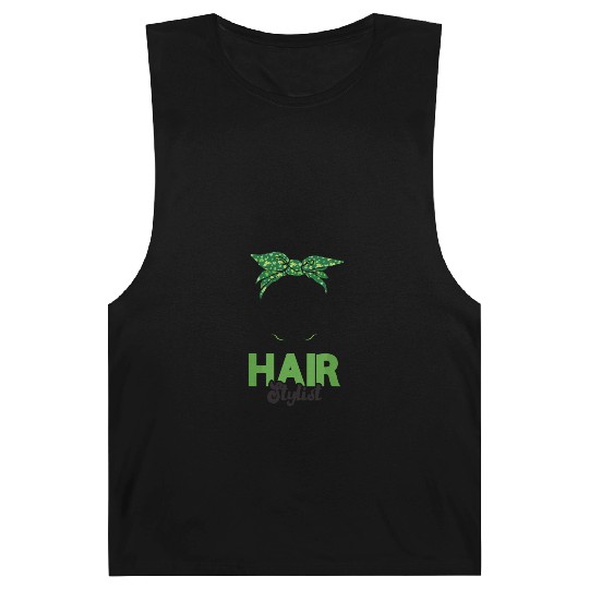 Hairstylist St Patrick's Day Shamrock Messy Bun Barnard Tanks