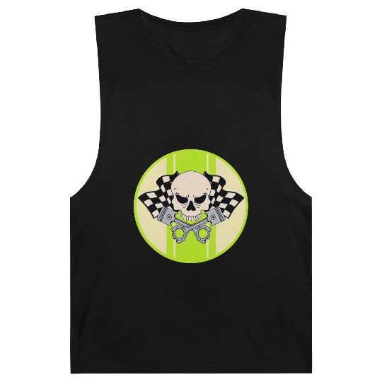 Light green racing stripe with skull and pistons Barnard Tanks