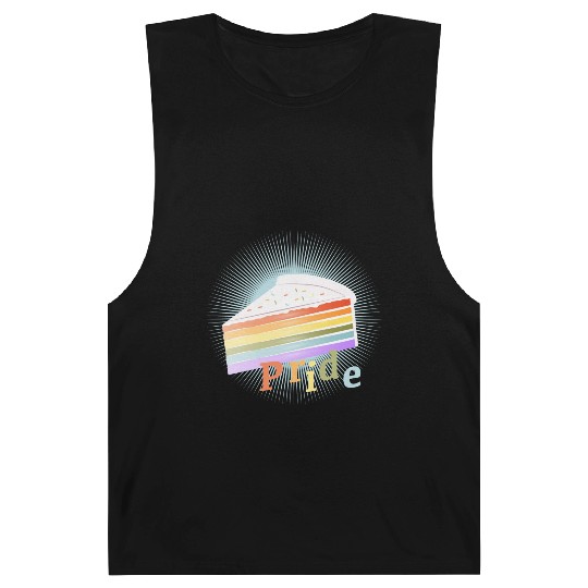 Piece of rainbow cake in delicate pastel colors Barnard Tanks