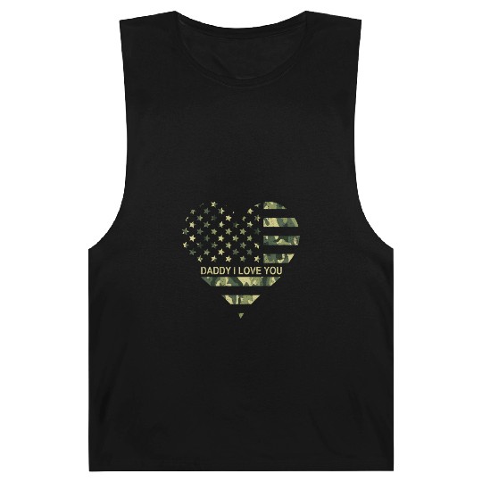 I Love Daddy American Flag Heart Gift Fathers Day Barnard Tanks