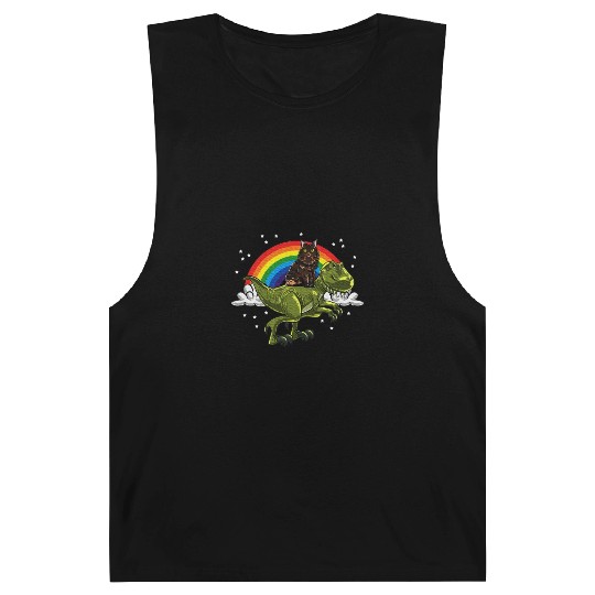 T Rex Dino Maine Cat Rainbow Feline Cat Lover Barnard Tanks