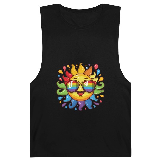 Rainbow Sun Queer LGBTQ Pride Month Fun Summer Barnard Tanks