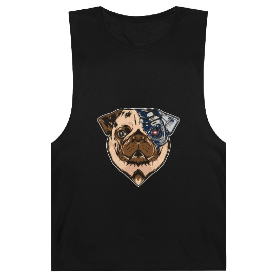 Pug cyborg face dog Barnard Tanks