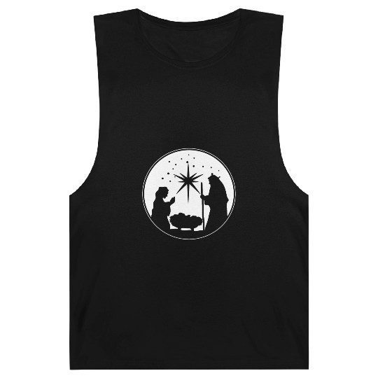 Nativity Scene Silhouette Christmas Market Vendor Barnard Tanks