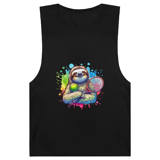 Sloth Tennis Player Cool Court Match Design Barnard Tanks