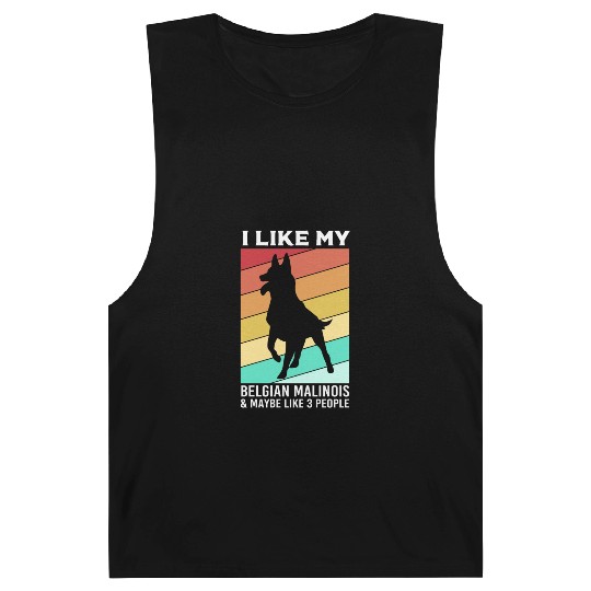 Retro Dog Silhouette I Like My Belgian Malinois Barnard Tanks