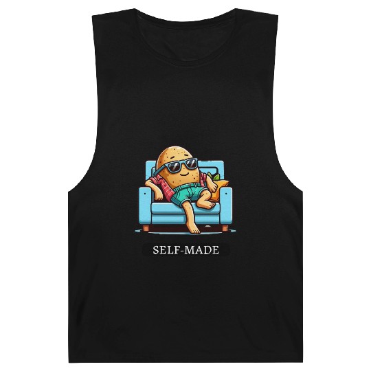 Funny Self-Made Couch Potato Lazy Tired People Barnard Tanks