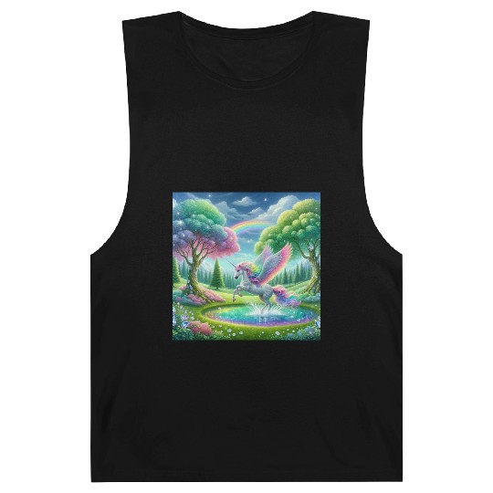 Enchanted Rainbow Unicorn Over Sparkling Pond Barnard Tanks