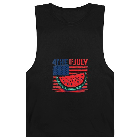 4th of July American Pride Watermelon Vintage Gift Barnard Tanks