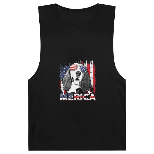 Basset Hound 4th Of July US Flag Merica Dog Lover Barnard Tanks