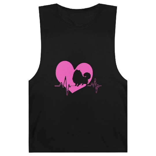 Puppy Dog Heartbeat Cute Pomeranian Silhouette Barnard Tanks