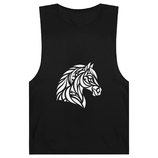 Elegant Tribal Horse Head Portrait Pony Tattoo Barnard Tanks