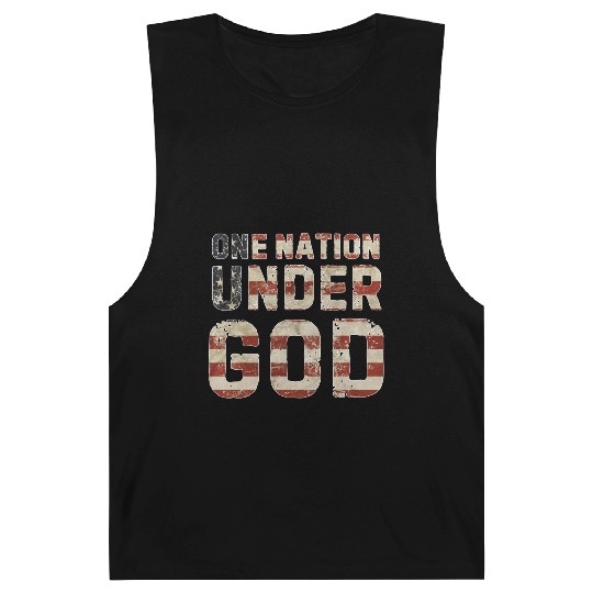US American Flag One Nation Under God 4th Of July Barnard Tanks