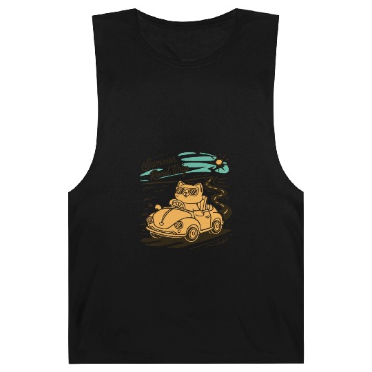 Summer Road Trip Vacation Cat lover Gift Barnard Tanks