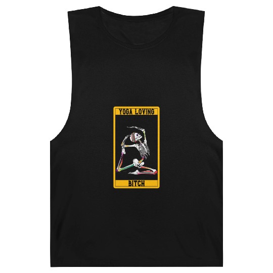 Funny Tarot Card Design Yoga Loving Skeleton Barnard Tanks