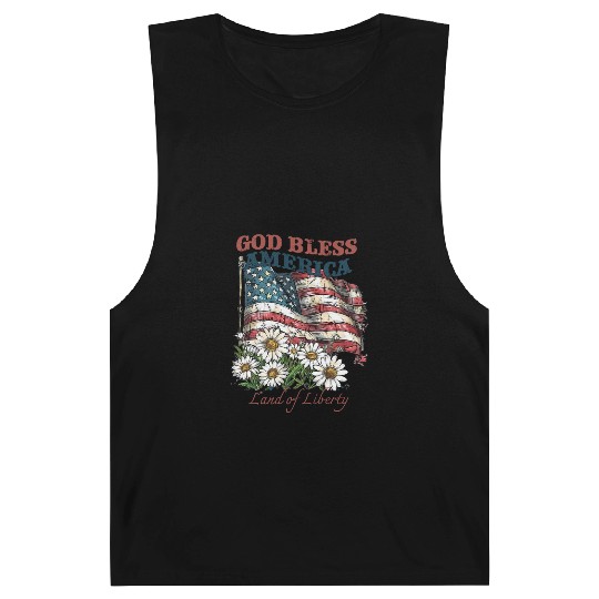God Bless America 4th Of July US Flag Daisy Barnard Tanks