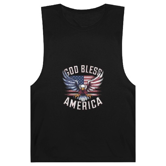 God Bless America Eagle Happy 4th Of July US Flag Barnard Tanks