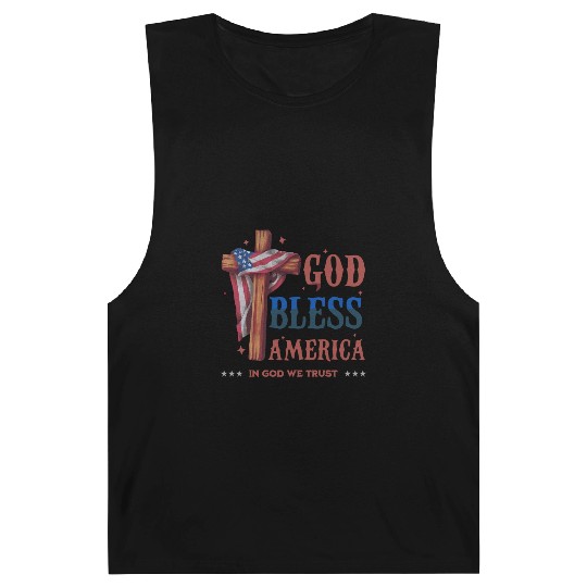 God Bless America Proud Retro US Flag 4th Of July Barnard Tanks