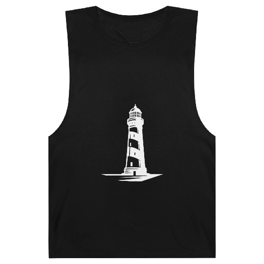 Old Lonely Striped Coastal Lighthouse Barnard Tanks