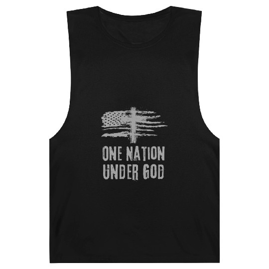 4th Of July US Flag One Nation Under God Christian Barnard Tanks