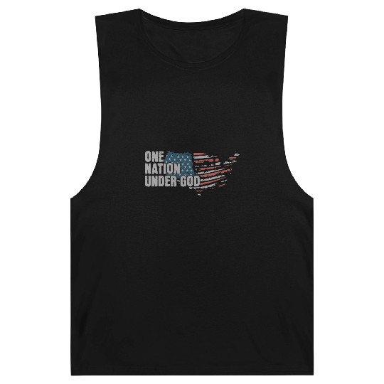 4th Of July One Nation Under God US Flag Faith Barnard Tanks