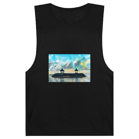 Peaceful sunset on beach scene with acrylic Barnard Tanks