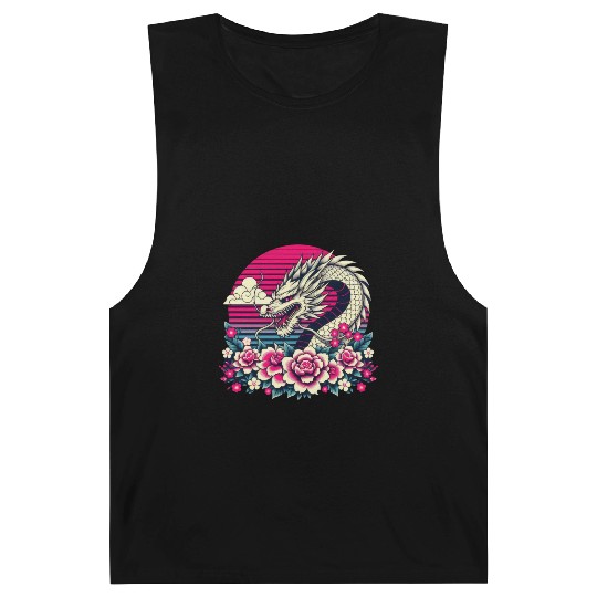 Tokyo Asian Dragon Vintage Style 80s Retro Japanes Barnard Tanks