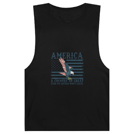 It's Haters Won't Leave Retro US Flag Eagle Merica Barnard Tanks