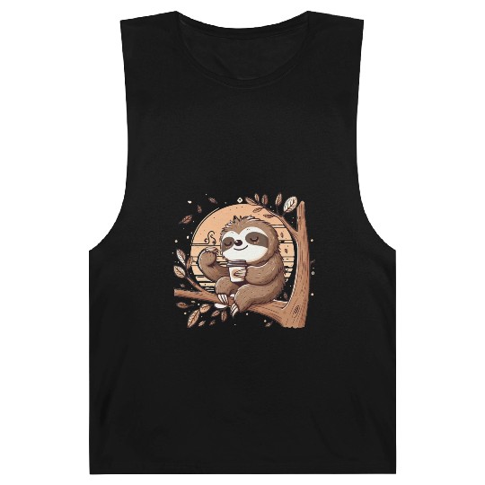 Sloth Drinking Coffee Barnard Tanks