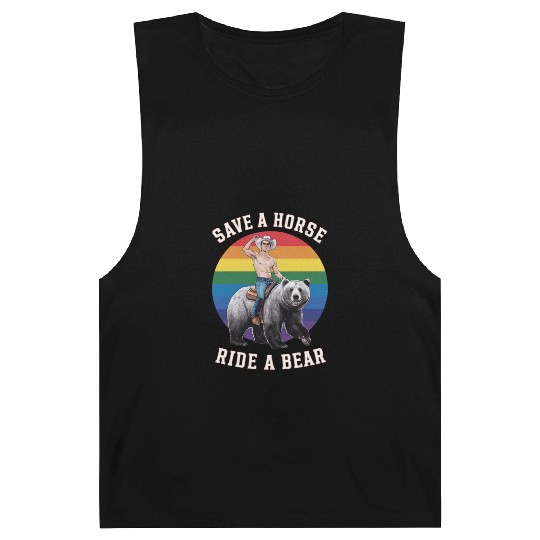 Save A Horse Ride a Bear Funny Gay Bear Pride Barnard Tanks