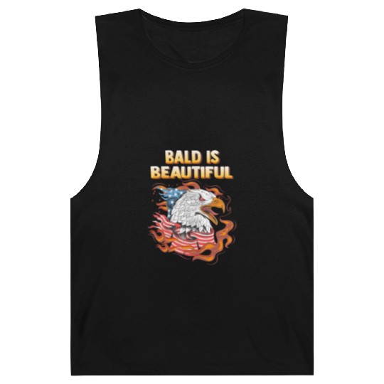 Bald Is Beautiful US Flag Eagle 4th Of July Funny Barnard Tanks