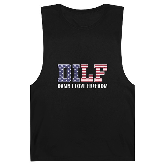DILF - Damn I Love Freedom, USA Patriotic July 4th Barnard Tanks