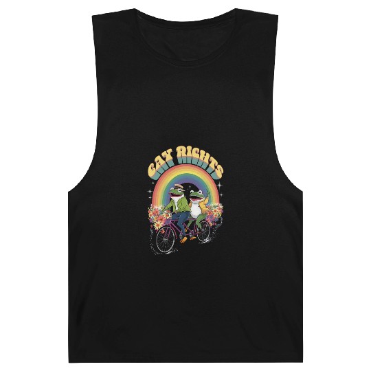 Funny Frog Gay Rights LGBT Rainbow Pride Month Barnard Tanks