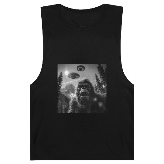 Graphic Bigfoot Sasquatch Selfie Barnard Tanks