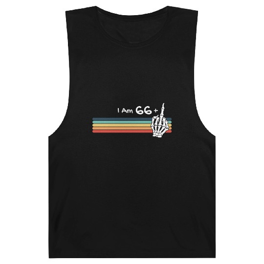 I'm not 67, I am 66 plus Middle Finger Retro Barnard Tanks