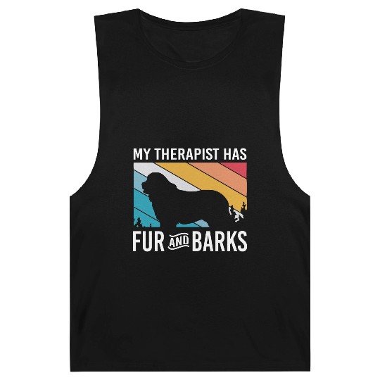 My Therapist Has Fur And Barks Retro Therapy Dog Barnard Tanks
