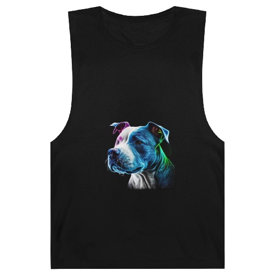 3D Neon Bluenose Pitbull Face Barnard Tanks