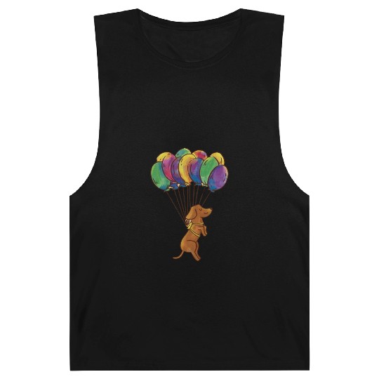 Dachshund Dog With Balloons ,Funny Dog ,dog Barnard Tanks