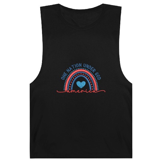 One Nation Under God Rainbow Embroidery Effect Barnard Tanks