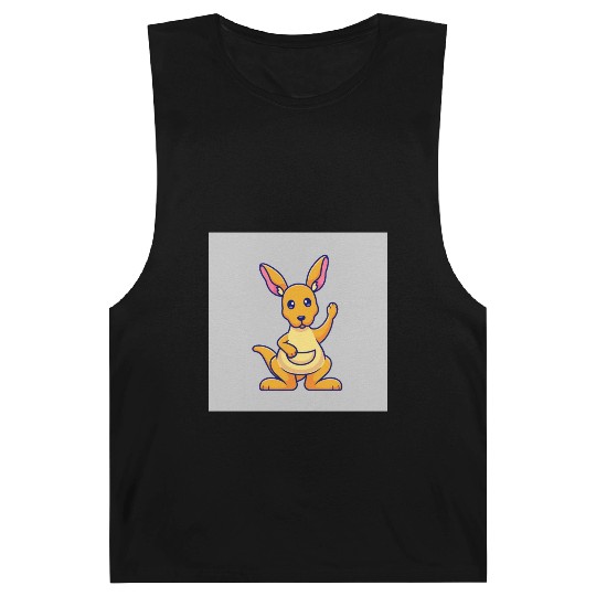 Cute Kangaroo Waving Hand: Cartoon Vector Icon Ill Barnard Tanks