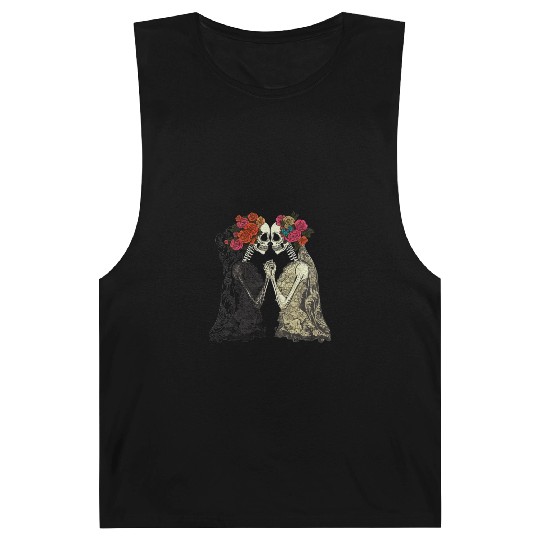 Lesbian Couple Skeletons Kissing LGBTQ Pride Barnard Tanks