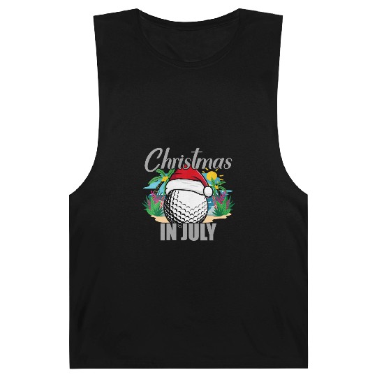 Christmas in July Golf Santa Hat Funny Summer Barnard Tanks