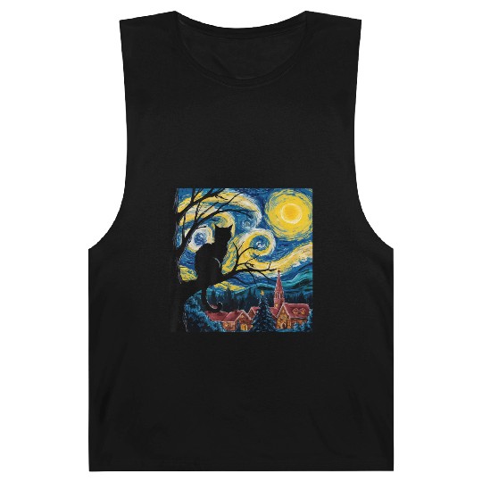 Starry Night Cat Art Premium Barnard Tanks