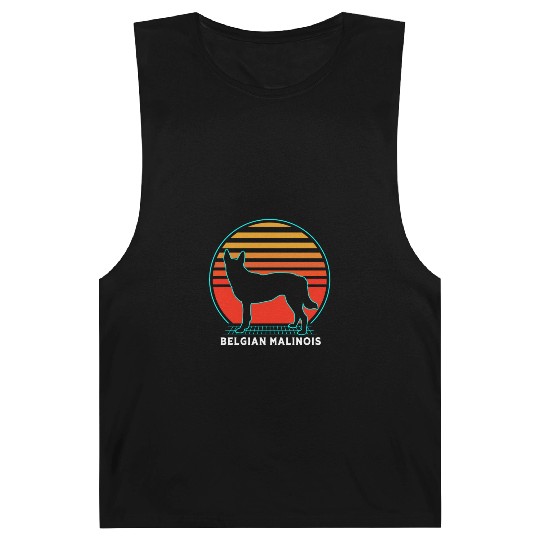 Retro 80s Dog Silhouette Belgian Malinois Barnard Tanks