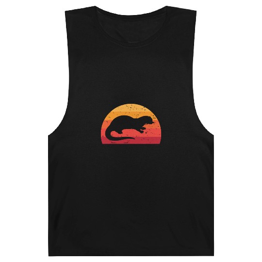 Sea Otter Sunset Retro Cute Lutra Animal Lover Fun Barnard Tanks