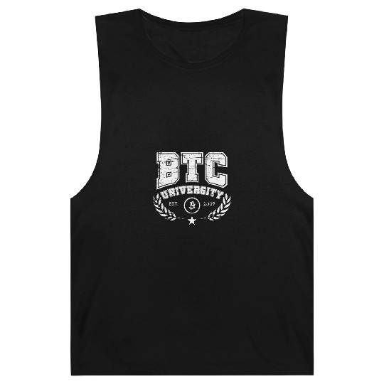 BTC University Bitcoin College vintage retro Barnard Tanks