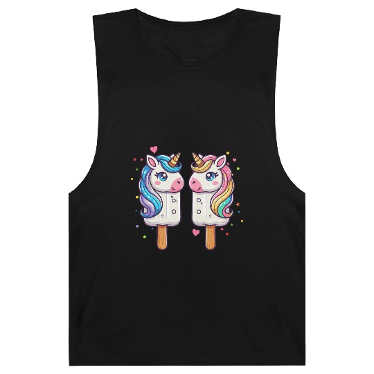 Colorful unicorn ice cream motif for summer Barnard Tanks